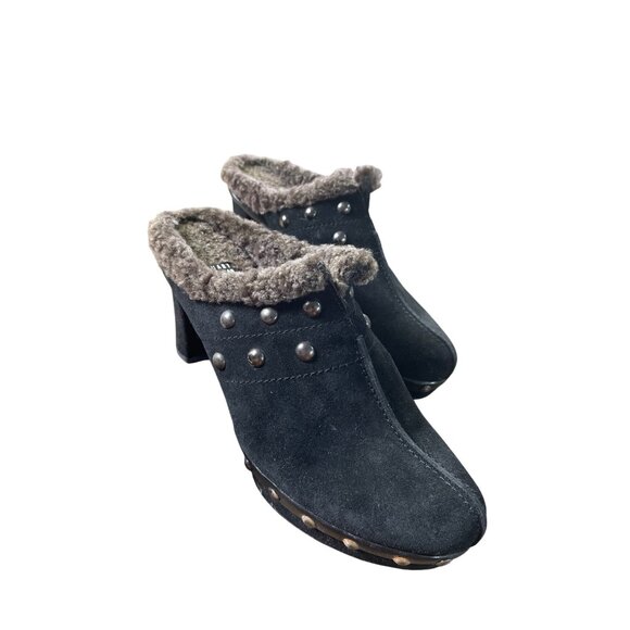 Stuart Weitzman Womens Black Suede Shearling-Studded Mule Size 6M SKU 8628 - Picture 15 of 15